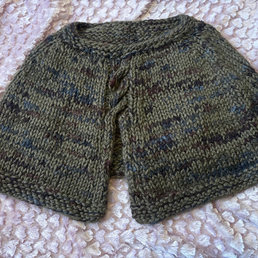 Handmade Cozy Knit Olive, Purple & Brown Shrug